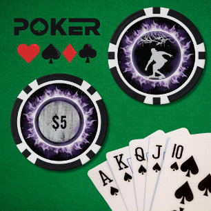 Street Style Skateboarder Purple Poker Game Chip