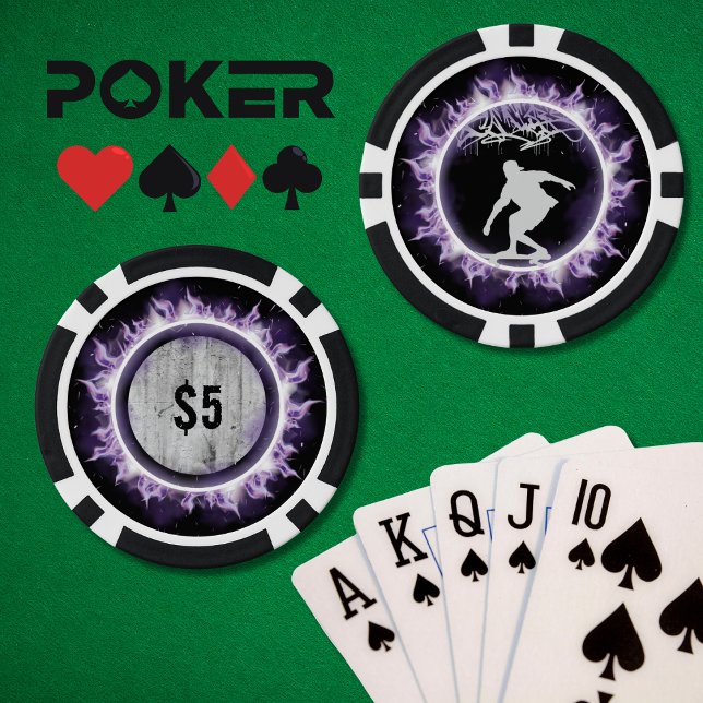 Street Style Skateboarder Purple Poker Game Chip (Street Style Skateboarder Poker Game Chip)