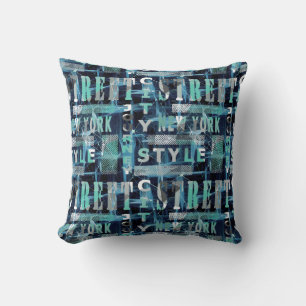 Street, Urban, style, city, words, graffiti, blue, Cushion