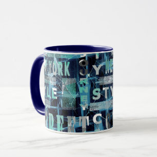Street, Urban, style, city, words, graffiti, blue, Mug