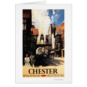 Street View with Couple & Tower Clock Rail