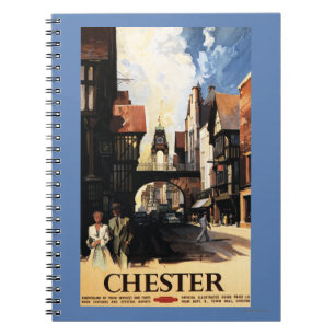Street View with Couple & Tower Clock Rail Spiral Notebook
