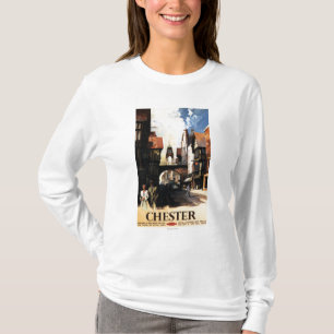 Street View with Couple & Tower Clock Rail T-Shirt