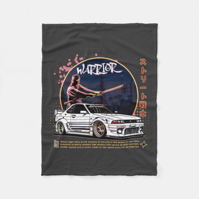 Street Warrior Samurai - Skyline Driver Fleece Blanket (Front)