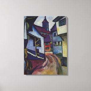 Street With Church In Kandern August Macke Canvas Print