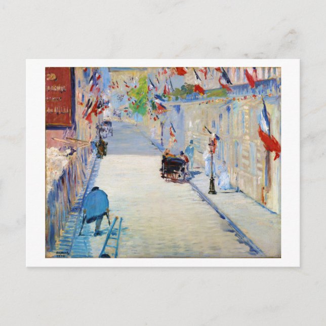Street with French Flags, Manet Postcard (Front)