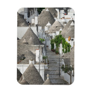 Street with trulli houses in Alberobello, Puglia Magnet