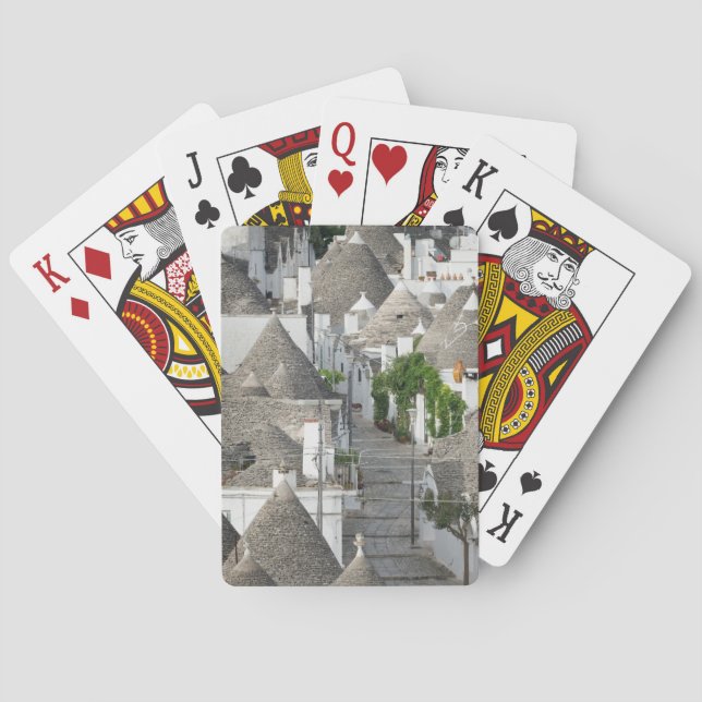 Street with trulli houses in Alberobello, Puglia Playing Cards (Back)