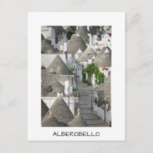 Street with trulli houses in Alberobello, Puglia Postcard