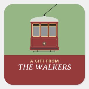 STREETCAR (RED) SQUARE STICKER