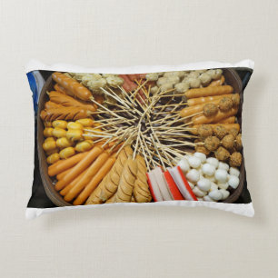 streetfood from a asian market decorative cushion