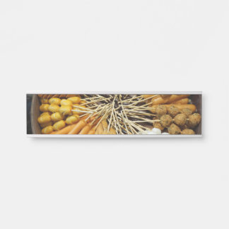 streetfood from a asian market door sign