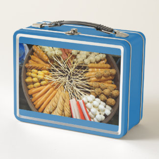 streetfood from a asian market metal lunch box