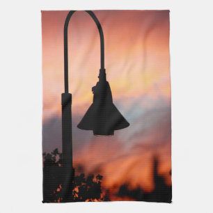 Streetlight Silhouette Sunset Twill Cotton Kitchen Tea Towel