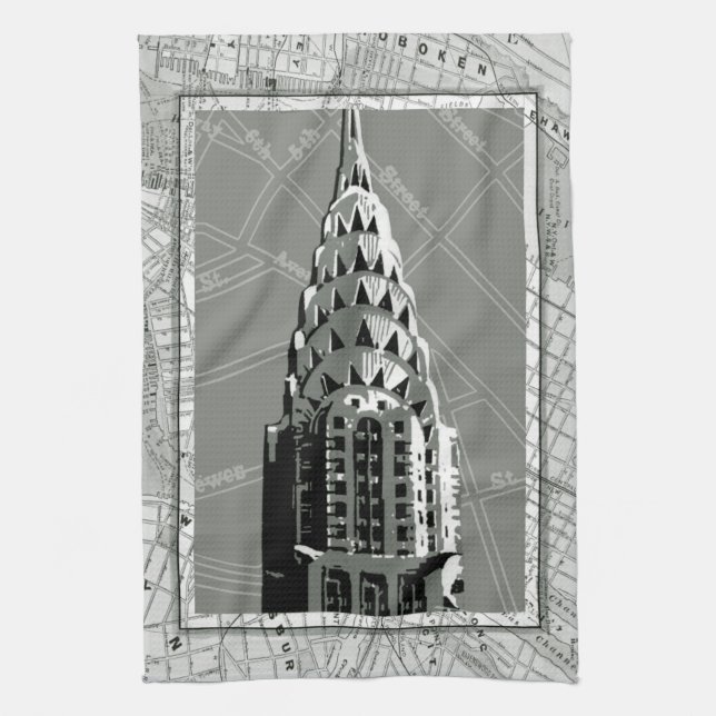 Streets of New York with Empire State Building Tea Towel (Vertical)