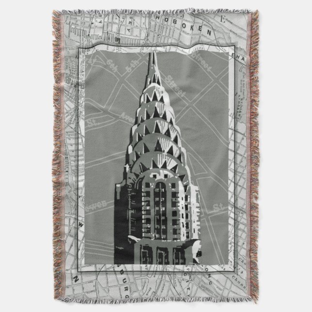 Streets of New York with Empire State Building Throw Blanket (Front Vertical)