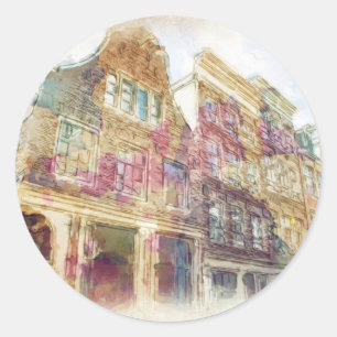 Streets of Old Amsterdam Classic Round Sticker