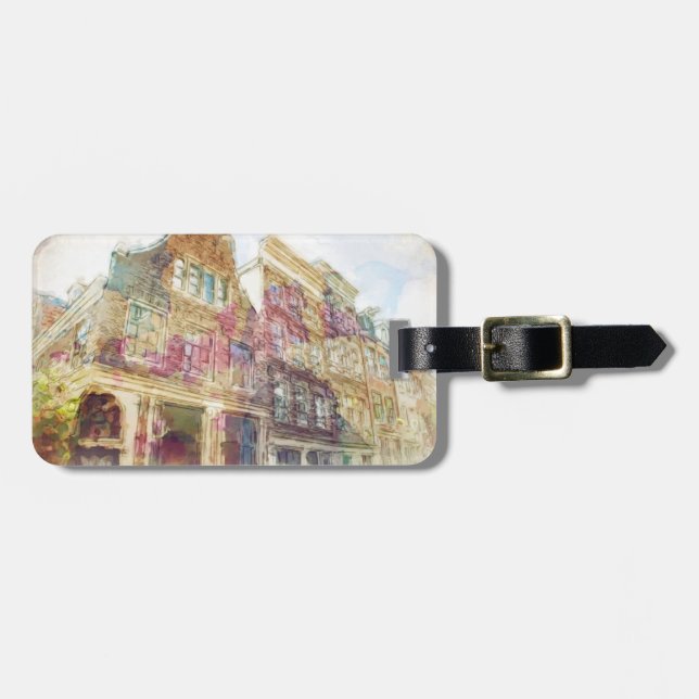Streets of Old Amsterdam Luggage Tag (Front Horizontal)