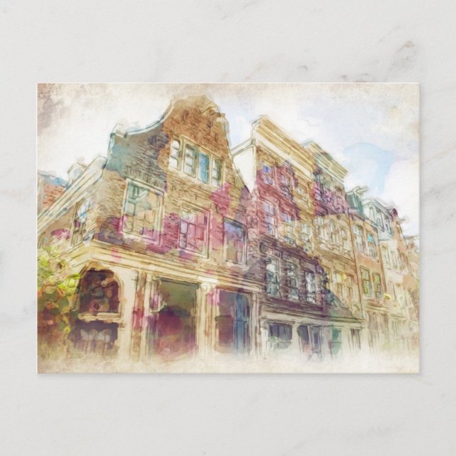 Streets of Old Amsterdam Postcard (Front)
