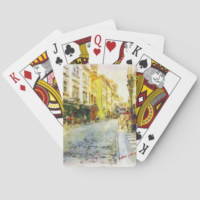 Streets of Old Prague watercolor Playing Cards (Back)