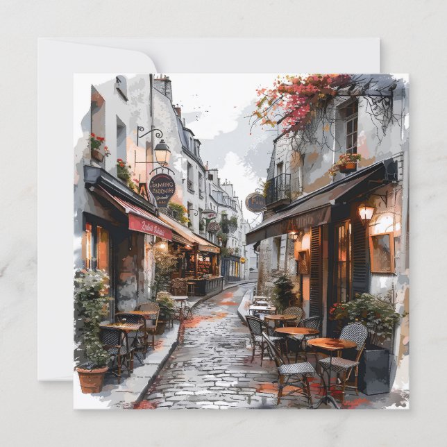 Streets Of Paris Blank Card (Front)