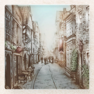 Streets of Paris, France - Pastoral Vintage Art Glass Coaster