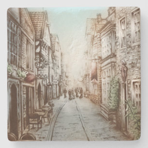 Streets of Paris, France - Pastoral Vintage Art Stone Coaster