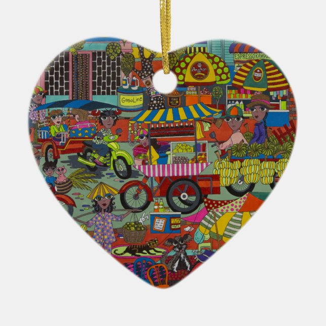 Streets of Phnom Penh Ceramic Tree Decoration (Front)