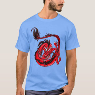 Streetwear Red and Black Dragon Tattoo on T-Shirt