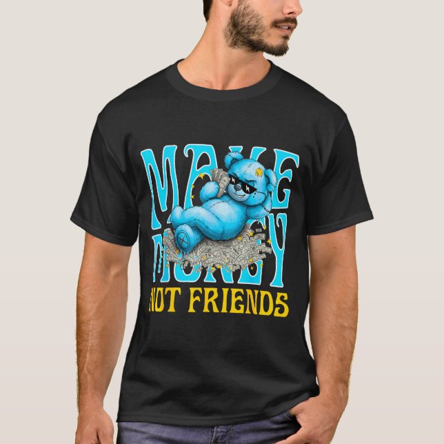 Streetwear Retro Matching Gamma Blue Funny Make Mo T-Shirt (Front)