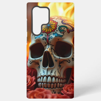  Streetwear Skull Case with Roses & Fire – Samsung