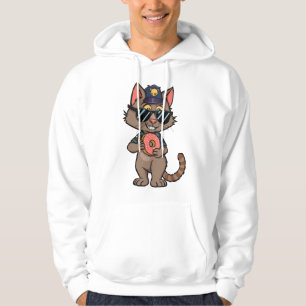 Streetwise Police Cat – 90s Cartoon Doughnut Cop Hoodie