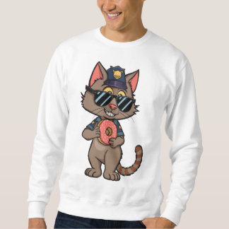 Streetwise Police Cat – 90s Cartoon Doughnut Cop Sweatshirt