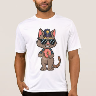 Streetwise Police Cat – 90s Cartoon Doughnut Cop T-Shirt