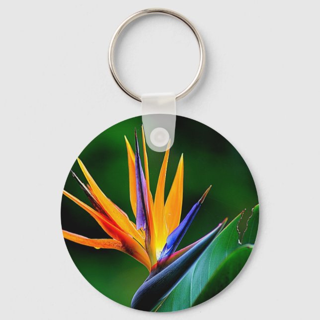 Strelitzia. Bird of paradise flower. Key Ring (Front)