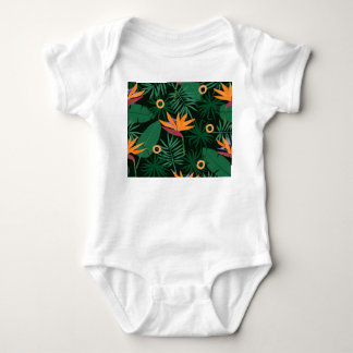 Strelitzia Flowers: Tropic Vintage Background Baby Bodysuit