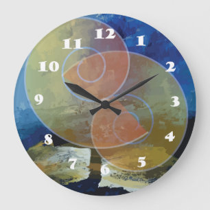 "Strenght" Blue & Yellow Abstract ArtClock Large Clock