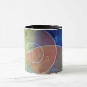 "Strenght" Orange, Blue & Yellow Abstract Art Mug