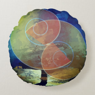 "Strenght" Orange,Blue & Yellow Art cushion