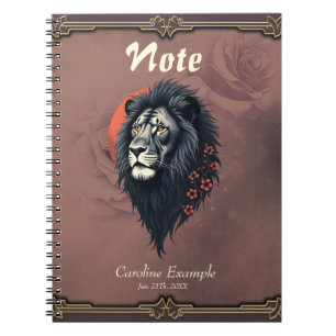 Strength and delicacy united, a black lion notebook
