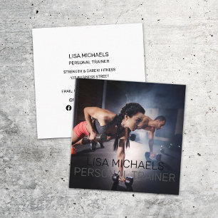 Strength Cardio Sports Fitness Personal Trainer Square Business Card