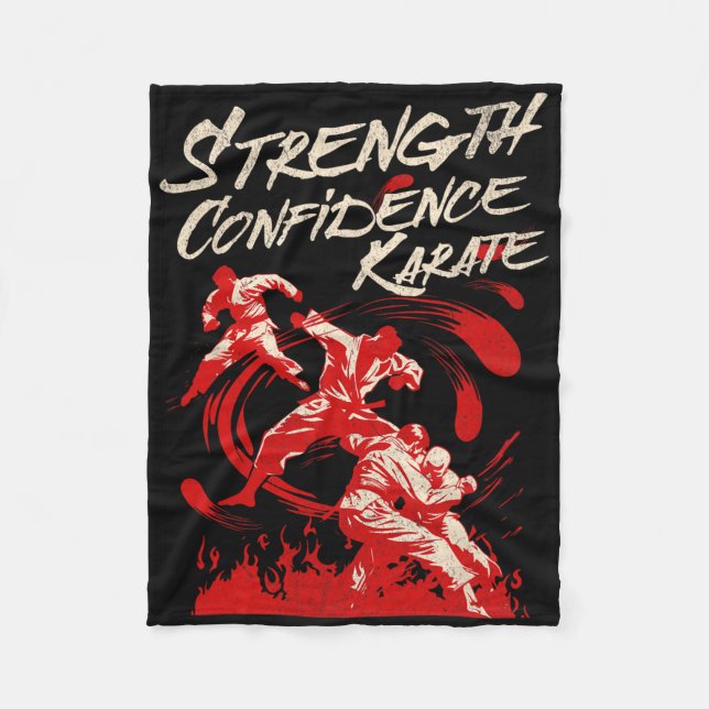Strength Confidence Karate Fighting Spirit Martial Fleece Blanket (Front)