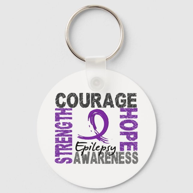 Strength Courage Hope Epilepsy Key Ring (Front)