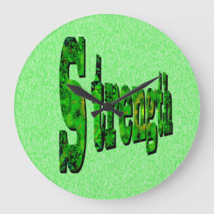 Strength, Dimensional Green Motivational Word, Large Clock