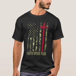 Strength Faith Christian Cross American Usa Flag T-Shirt