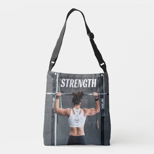 Strength Fittness Women Muscle Worout Motivational Crossbody Bag (Back)