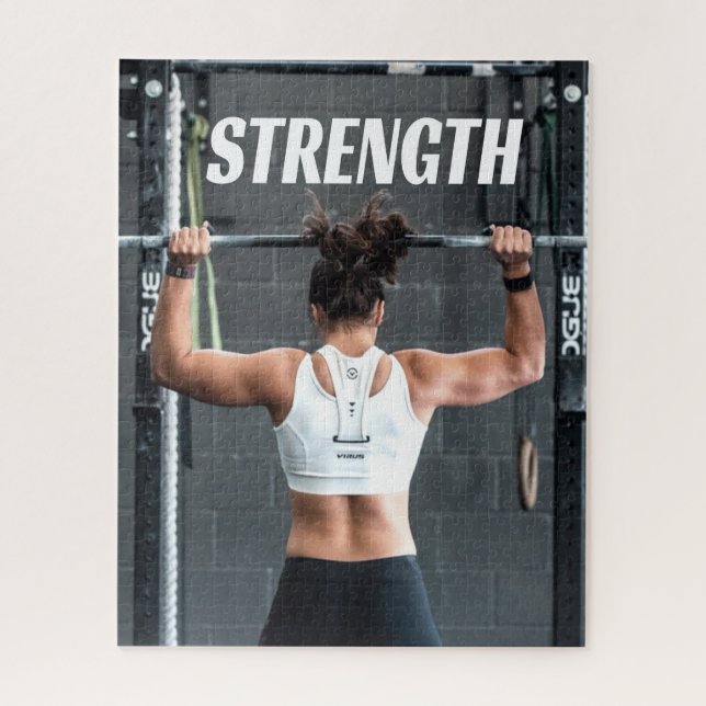 Strength Fittness Women Muscle Worout Motivational Jigsaw Puzzle (Vertical)