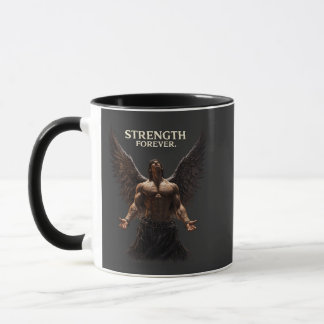 Strength Forever Dark Angel Design – Motivational Mug