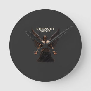 Strength Forever Dark Angel Design – Motivational  Round Clock