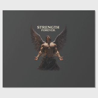 Strength Forever Dark Angel Design – Motivational Wrapping Paper